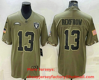 Men's Las Vegas Raiders #13 Hunter Renfrow 2022 Olive Salute To Service Limited Stitched Football Jersey
