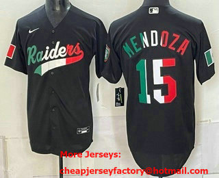 Men's Las Vegas Raiders #15 Fernando Mendoza Black Mexico Cool Base Stitched Baseball Jersey