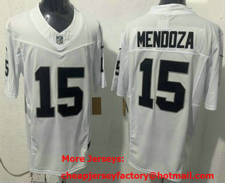 Men's Las Vegas Raiders #15 Fernando Mendoza Limited White FUSE Vapor Jersey