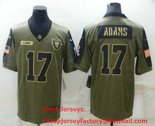 Men's Las Vegas Raiders #17 Davante Adams 2021 Olive Salute To Service Limited Stitched Jersey