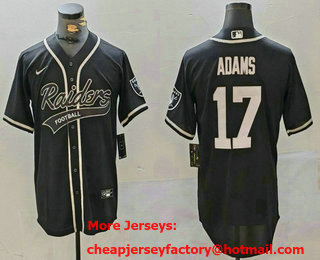 Men's Las Vegas Raiders #17 Davante Adams Black Team Patch Stitched Cool Base Nike Baseball Jersey