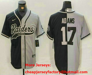 Men's Las Vegas Raiders #17 Davante Adams Grey Black Split Cool Base Stitched Baseball Jersey