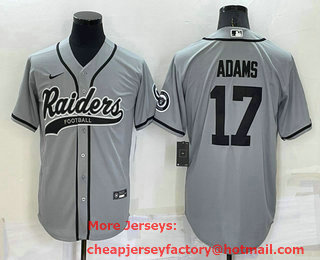 Men's Las Vegas Raiders #17 Davante Adams Grey Stitched MLB Cool Base Nike Baseball Jersey