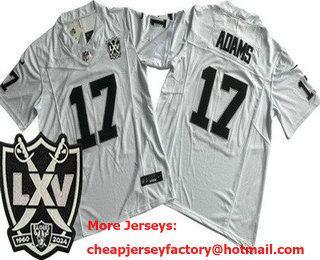 Men's Las Vegas Raiders #17 Davante Adams Limited White 65th Season FUSE Vapor Jerse