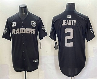 Men's Las Vegas Raiders #2 Ashton Jeanty Black Grey 65th C Patch Limited Fashion Baseball Jersey