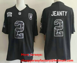 Men's Las Vegas Raiders #2 Ashton Jeanty Limited Black FUSE 2026 Salute To Service Jersey