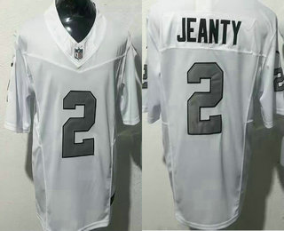 Men's Las Vegas Raiders #2 Ashton Jeanty Limited White FUSE Throwback Vapor Jersey