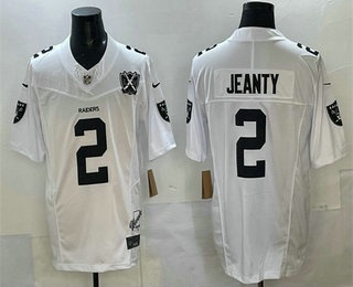 Men's Las Vegas Raiders #2 Ashton Jeanty Limited White Fashion FUSE Vapor Jersey
