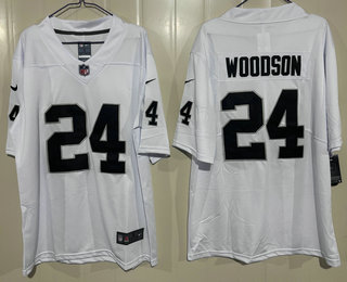 Men's Las Vegas Raiders #24 Charles Woodson Limited White Vapor Jersey