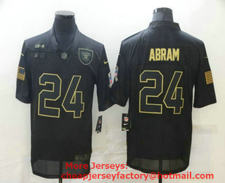 Men's Las Vegas Raiders #24 Johnathan Abram Black 2020 Salute To Service Stitched NFL Nike Limited Jersey