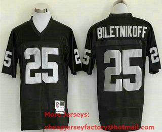 Men's Las Vegas Raiders #25 Fred Biletnikoff Black Throwback Stitched Jersey