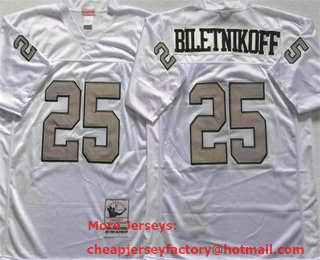 Men's Las Vegas Raiders #25 Fred Biletnikoff White With Silver Throwback Stitched Jersey