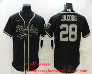 Men's Las Vegas Raiders #28 Josh Jacobs Black Stitched MLB Flex Base Nike Baseball Jersey