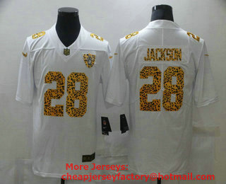 Men's Las Vegas Raiders #28 Josh Jacobs White 2020 Nike Flocked Leopard Print Vapor Limited NFL Jersey