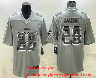 Men's Las Vegas Raiders #28 Josh Jacobs With Patch Grey Atmosphere Fashion Stitched Jersey