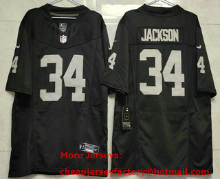 Men's Las Vegas Raiders #34 Bo Jackson Black 2023 FUSE Vapor Untouchable Stitched Jersey
