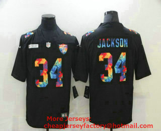 Men's Las Vegas Raiders #34 Bo Jackson Multi-Color Black 2020 NFL Crucial Catch Vapor Untouchable Nike Limited Jersey
