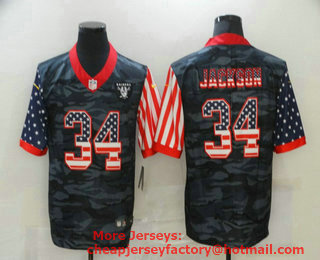 Men's Las Vegas Raiders #34 Bo Jackson USA Camo 2020 Salute To Service Stitched NFL Nike Limited Jersey