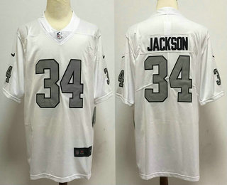 Men's Las Vegas Raiders #34 Bo Jackson White With Silver 2017 Vapor Untouchable Stitched NFL Nike Limited Jersey