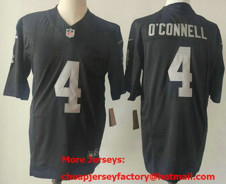Men's Las Vegas Raiders #4 Aidan OConnell Black 2023 FUSE Vapor Limited Stitched Jersey