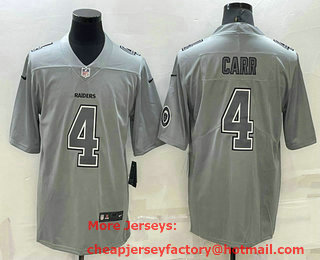 Men's Las Vegas Raiders #4 Derek Carr  LOGO Grey Atmosphere Fashion 2022 Vapor Untouchable Stitched Limited Jersey