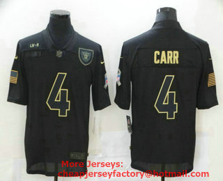 Men's Las Vegas Raiders #4 Derek Carr Black 2020 Salute To Service Stitched NFL Nike Limited Jersey