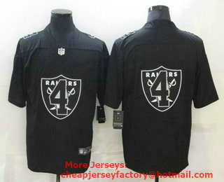 Men's Las Vegas Raiders #4 Derek Carr Black 2020 Shadow Logo Vapor Untouchable Stitched NFL Nike Limited Jersey