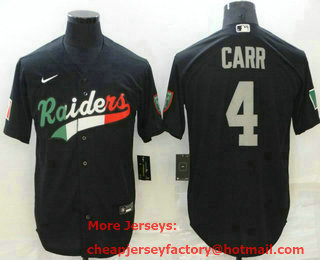 Men's Las Vegas Raiders #4 Derek Carr Black Mexico Stitched MLB Cool Base Nike Baseball Jersey
