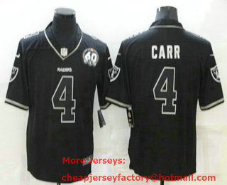 Men's Las Vegas Raiders #4 Derek Carr Black Shadow 2021 Vapor Untouchable Stitched Nike Limited Jersey