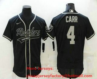 Men's Las Vegas Raiders #4 Derek Carr Black Stitched MLB Flex Base Nike Baseball Jersey