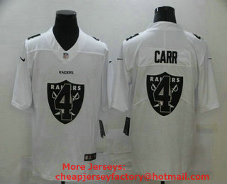 Men's Las Vegas Raiders #4 Derek Carr White 2020 Shadow Logo Vapor Untouchable Stitched NFL Nike Limited Jersey