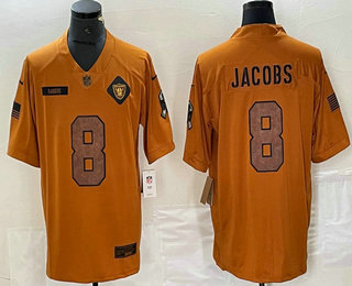 Men's Las Vegas Raiders #8 Josh Jacobs Limited Brown 2023 Salute To Service Jersey