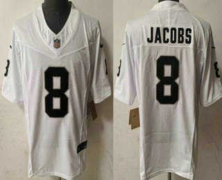 Men's Las Vegas Raiders #8 Josh Jacobs Limited White FUSE Vapor Jersey