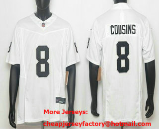 Men's Las Vegas Raiders #8 Kirk Cousins Limited White FUSE Jersey