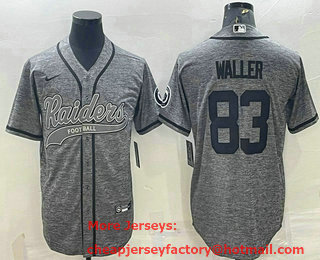 Men's Las Vegas Raiders #83 Darren Waller Grey Gridiron With Patch Cool Base Stitched Baseball Jersey