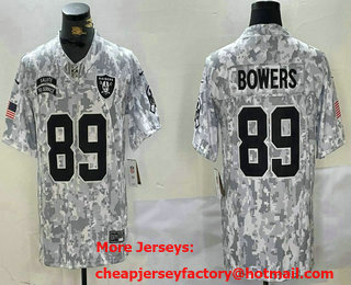 Men's Las Vegas Raiders #89 Brock Bowers Arctic Camo 2024 FUSE Salute to Service Limited Stitched Jersey