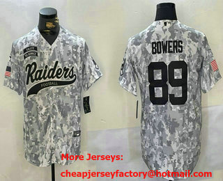 Men's Las Vegas Raiders #89 Brock Bowers Arctic Camo 2024 Salute to Service Stitched Baseball Jersey