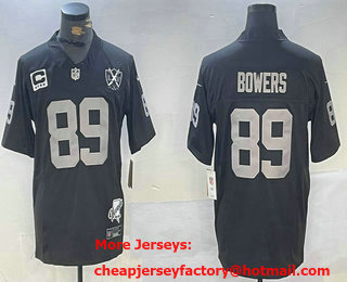 Men's Las Vegas Raiders #89 Brock Bowers Limited Black C Patch 65th Fashion Vapor Jersey