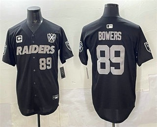 Men's Las Vegas Raiders #89 Brock Bowers Black Grey 65TH C Patch Limited Fashion Baseball Jersey