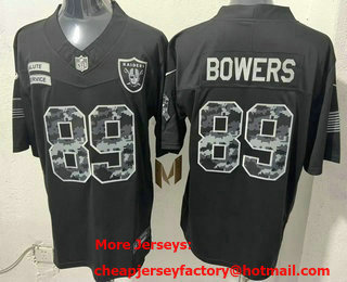 Men's Las Vegas Raiders #89 Brock Bowers Limited Black FUSE 2026 Salute To Service Jersey