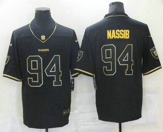 Men's Las Vegas Raiders #94 Carl Nassib Black Golden Edition Stitched NFL Nike Limited Jersey