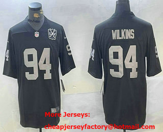 Men's Las Vegas Raiders #94 Christian Wilkins Black C Patch 65th Season Vapor Jersey