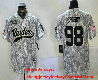 Men's Las Vegas Raiders #98 Maxx Crosby Arctic Camo 2024 Salute to Service Stitched Baseball Jersey