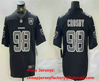 Men's Las Vegas Raiders #98 Maxx Crosby Black 65TH Patch Limited Fashion Vapor Jersey