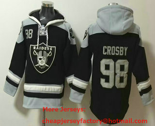 Men's Las Vegas Raiders #98 Maxx Crosby Black Ageless Must Have Lace Up Pullover Hoodie