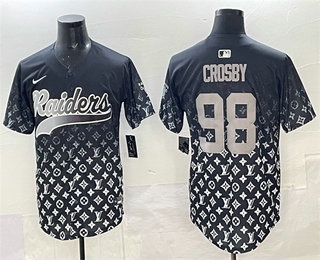 Men's Las Vegas Raiders #98 Maxx Crosby Black Limited Stitched Baseball Jersey