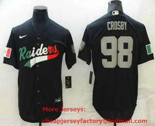 Men's Las Vegas Raiders #98 Maxx Crosby Black Mexico Stitched MLB Cool Base Nike Baseball Jersey