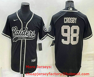 Men's Las Vegas Raiders #98 Maxx Crosby Black Stitched MLB Cool Base Nike Baseball Jersey