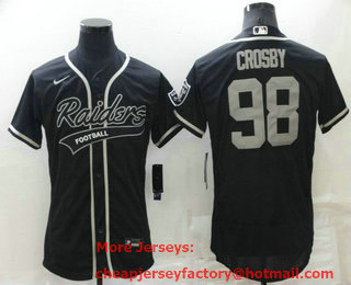 Men's Las Vegas Raiders #98 Maxx Crosby Black Stitched MLB Flex Base Nike Baseball Jersey