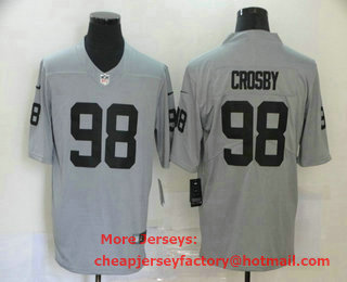 Men's Las Vegas Raiders #98 Maxx Crosby Grey 2020 Inverted Legend Stitched NFL Nike Limited Jersey